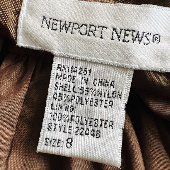 Newport News Brown Satin Fit & Flare Dress with Black Lace Collar Modest -Size 8 - Picture 8 of 8